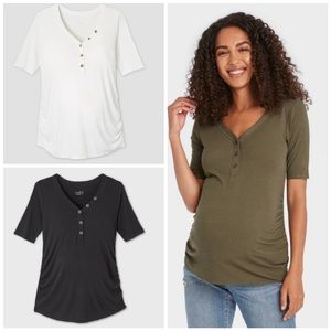 BUNDLE OF 3 Elbow Sleeve Maternity Henley Tees